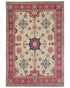 5x7 Beige Kuba Afghan Hand Knotted Wool Area Rug